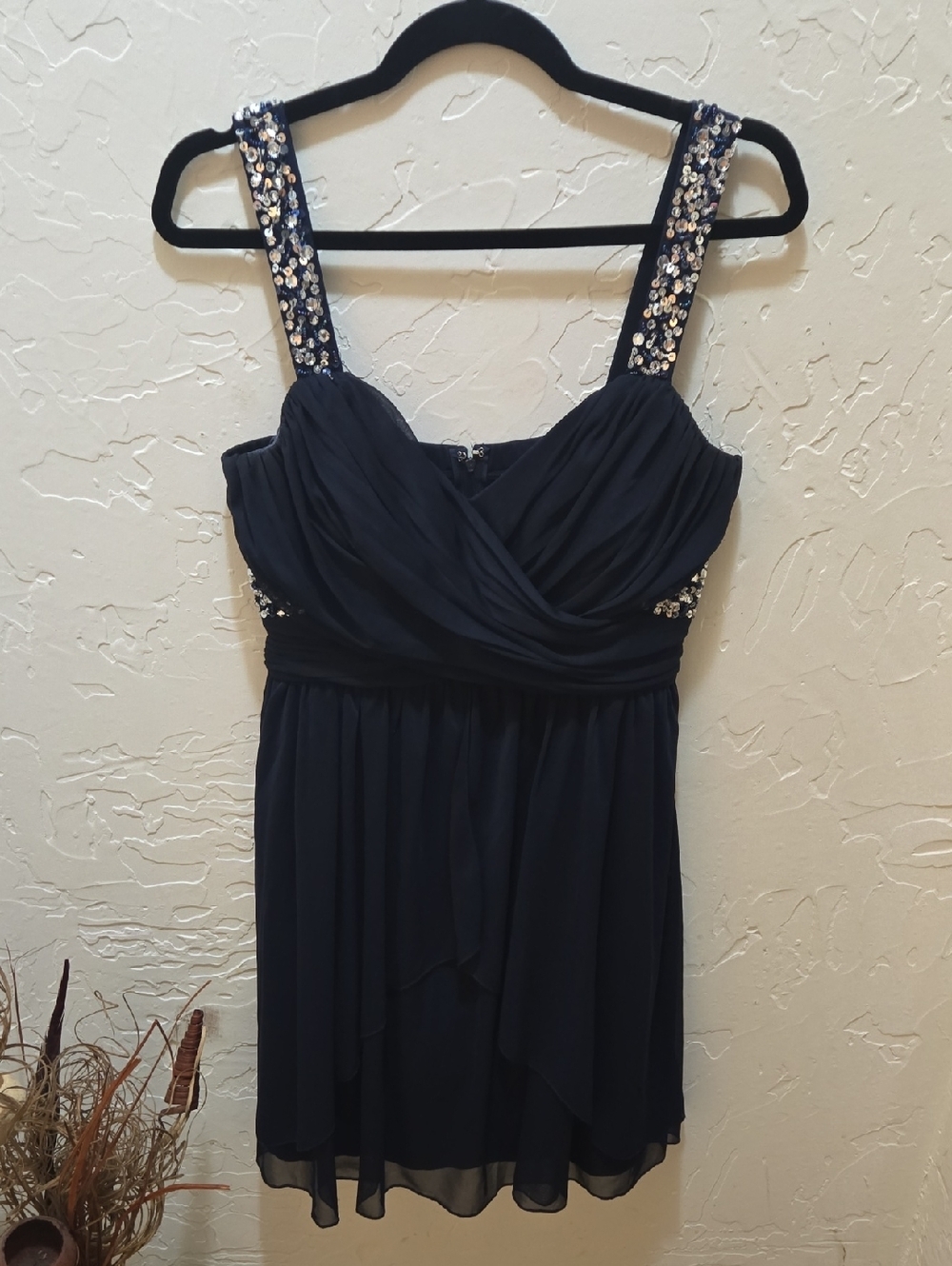 Xtraordinary Navy Mini Dress with Embellished Straps